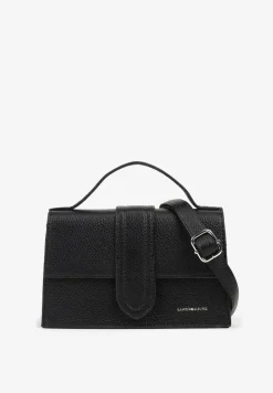 Czarna Mała Torebka Listonoszka z Klapą Savirielle