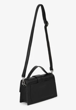 Czarna Mała Torebka Listonoszka z Klapą Savirielle