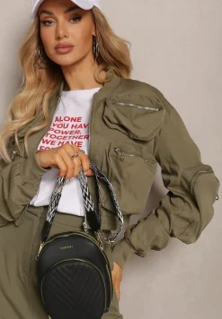 Czarna Mała Torebka Pikowana na Ramię z Trzema Komorami Namella