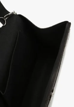 Czarna Mała Torebka w Cyrkonie z Rączką i Łańcuszkiem Twistelle