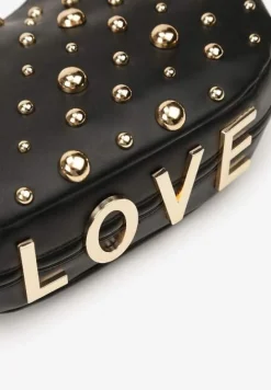 Czarna Mała Torebka ze Zdobieniem i Odpinanym Paskiem Wyneth