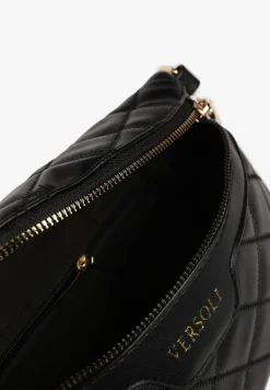 Czarna Nerka Tłoczona Ozdobiona z Portmonetką i Napisem Ananne