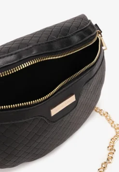 Czarna Nerka z Łańcuszkiem i Metalową Ozdobą Lovatte