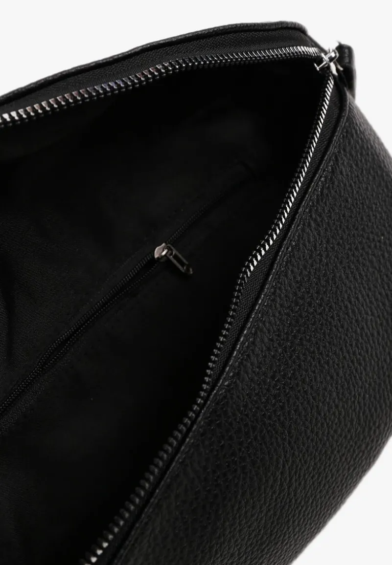 Czarna Nerka z Materiałowym Paskiem w Mozaikowe Wzorki Delavinea