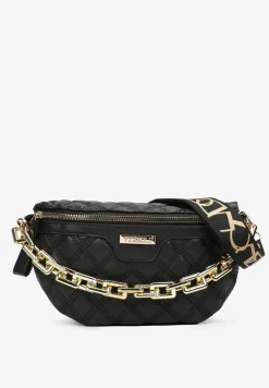 Czarna Pikowana Nerka z Łańcuchem Cotha