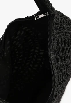 Czarna Pleciona Torebka na Ramię o Półokrągłym Kształcie Genvia