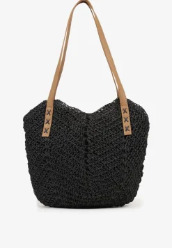 Czarna Pleciona Torebka na Ramię Liralice