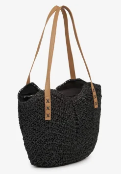 Czarna Pleciona Torebka na Ramię Liralice