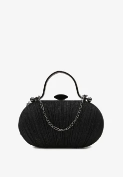 Czarna Połyskująca Torebka Kopertówka z Brokatem Olizja