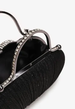 Czarna Połyskująca Torebka Kopertówka z Brokatem Olizja