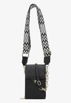 Czarna Prostokątna Torebka z Dwoma Paskami z Imitacji Ekoskóry Aihana