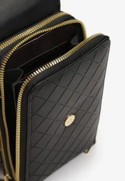 Czarna Prostokątna Torebka z Dwoma Paskami z Imitacji Ekoskóry Aihana