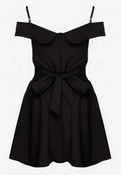 Czarna Sukienka na Ramiączkach z Regulacją z Usztywnionymi Miseczkami Miviora