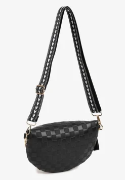 Czarna Tłoczona Nerka z Łańcuszkiem i Dodatkowym Szerokim Paskiem Alisvara