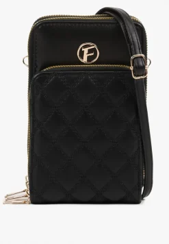 Czarna Torebka Etui Ozdobiona Pikowaniem i Metaliczną Aplikacją Juria