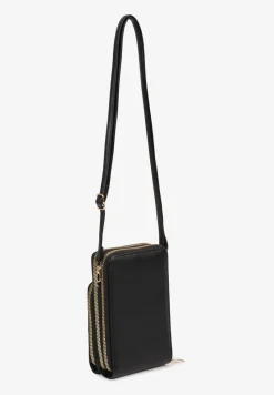 Czarna Torebka Etui Ozdobiona Pikowaniem i Metaliczną Aplikacją Juria