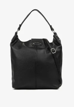 Czarna Torebka Hobo z Regulowanym Paskiem Crossbody Tenovesa