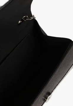 Czarna Torebka Koktajlowa z Rączką Wysadzana Cyrkoniami z Łańcuszkiem Halorea