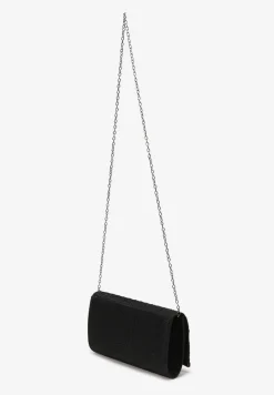 Czarna Torebka Kopertowa Ozdobiona Brokatem i Asymetryczną Klapką Trippiera
