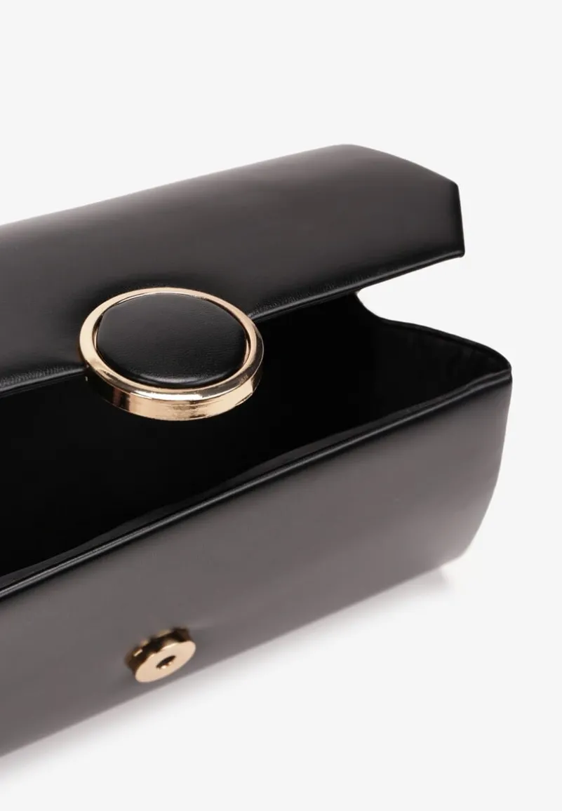 Czarna Torebka Kopertówka z Magnetyczną Klapą i Odpinanym Łańcuszkiem Ahora