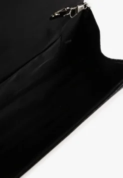 Czarna Torebka Kopertówka z Łańcuszkiem i Rączką Zapinana na Zatrzask Ozdobiona Cyrkoniami Uvatia