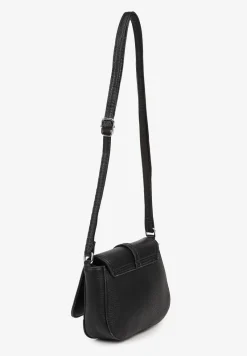 Czarna Torebka Listonoszka Ozdobiona Klapą Dolissea