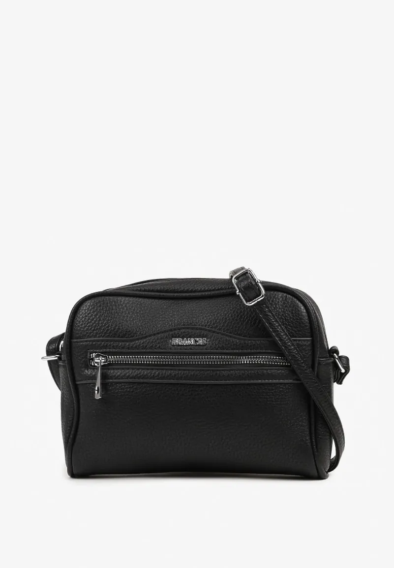 Czarna Torebka Listonoszka z Metalicznym Napisem Nilofae