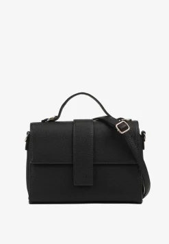 Czarna Torebka Listonoszka z Geometryczną Klapą Efariella