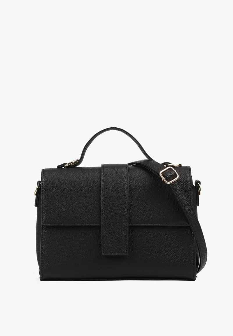 Czarna Torebka Listonoszka z Geometryczną Klapą Efariella