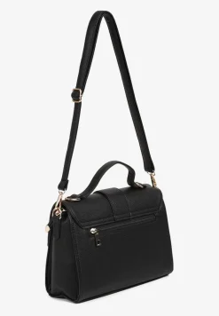 Czarna Torebka Listonoszka z Geometryczną Klapą Efariella