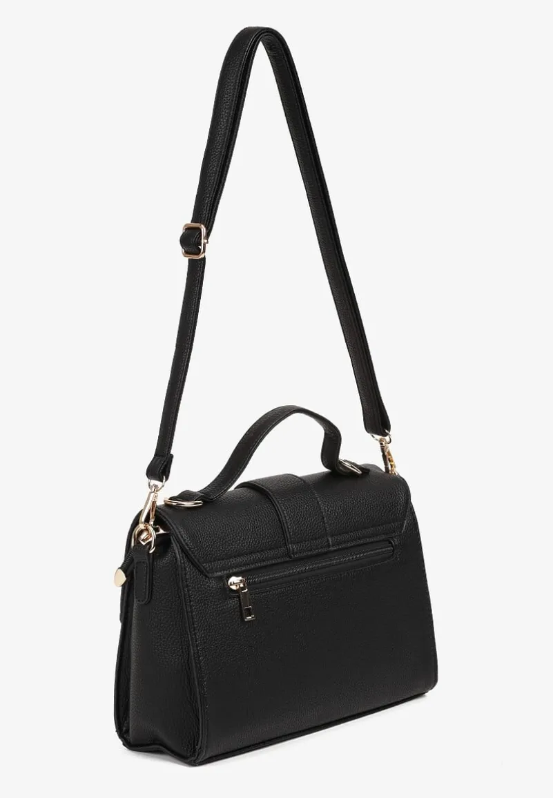 Czarna Torebka Listonoszka z Geometryczną Klapą Efariella