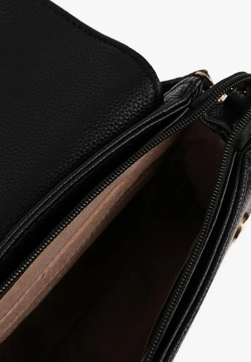 Czarna Torebka Listonoszka z Geometryczną Klapą Efariella