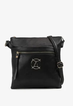 Czarna Torebka Mała Kwadratowa z Suwakami na Pasku Liandriah