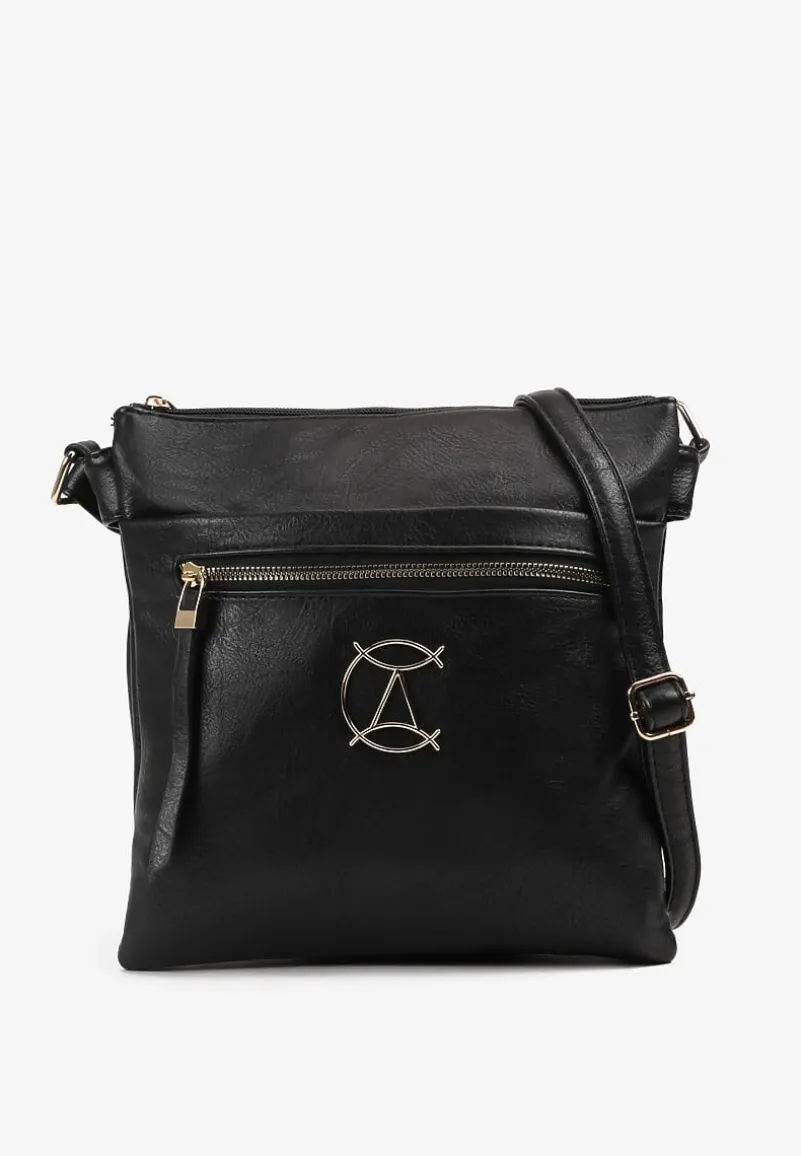 Czarna Torebka Mała Kwadratowa z Suwakami na Pasku Liandriah