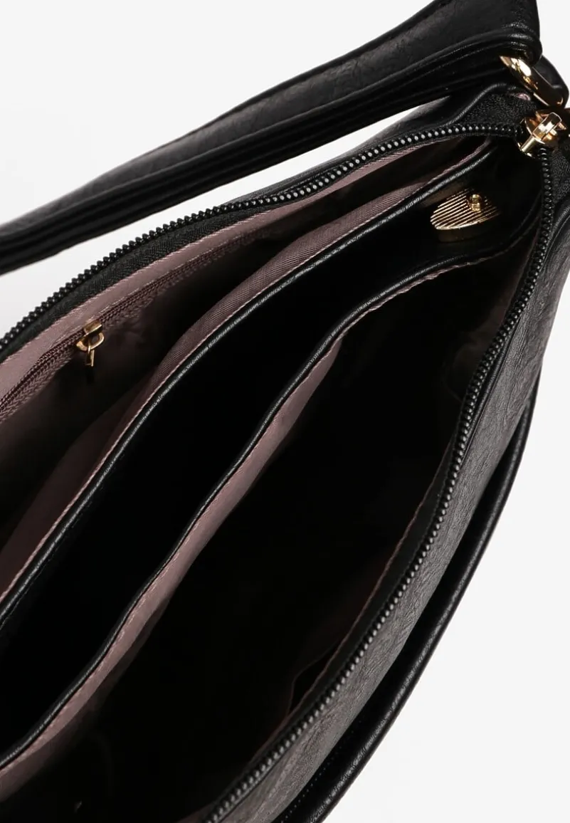 Czarna Torebka Mała Kwadratowa z Suwakami na Pasku Liandriah