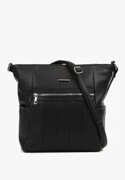 Czarna Torebka na Ramię z Ozdobnym Tłoczeniem Nanelven