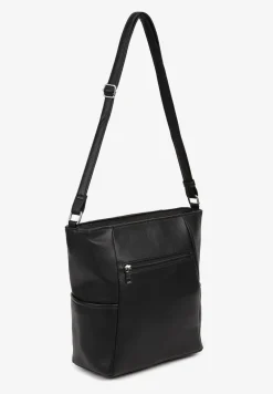 Czarna Torebka na Ramię z Ozdobnym Tłoczeniem Nanelven