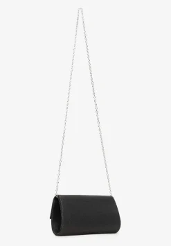 Czarna Torebka o Fasonie Kopertówki z Brokatowym Zdobieniem Gracenia