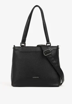 Czarna Torebka Ozdobiona Metalicznym Napisem Nilomena