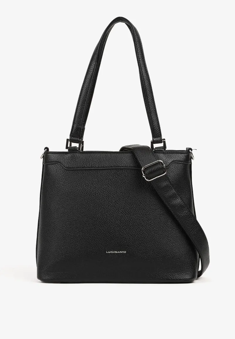 Czarna Torebka Ozdobiona Metalicznym Napisem Nilomena