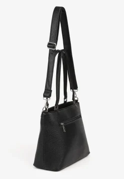 Czarna Torebka Ozdobiona Metalicznym Napisem Nilomena