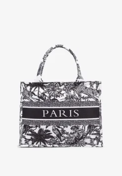 Czarna Torebka Ozdobiona Napisem i Wzorem Zwierząt Aliviel