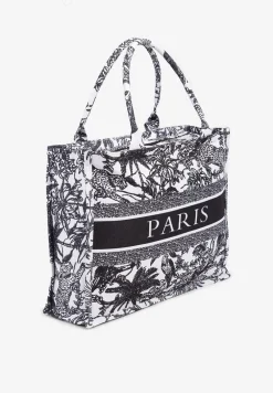 Czarna Torebka Ozdobiona Napisem i Wzorem Zwierząt Aliviel