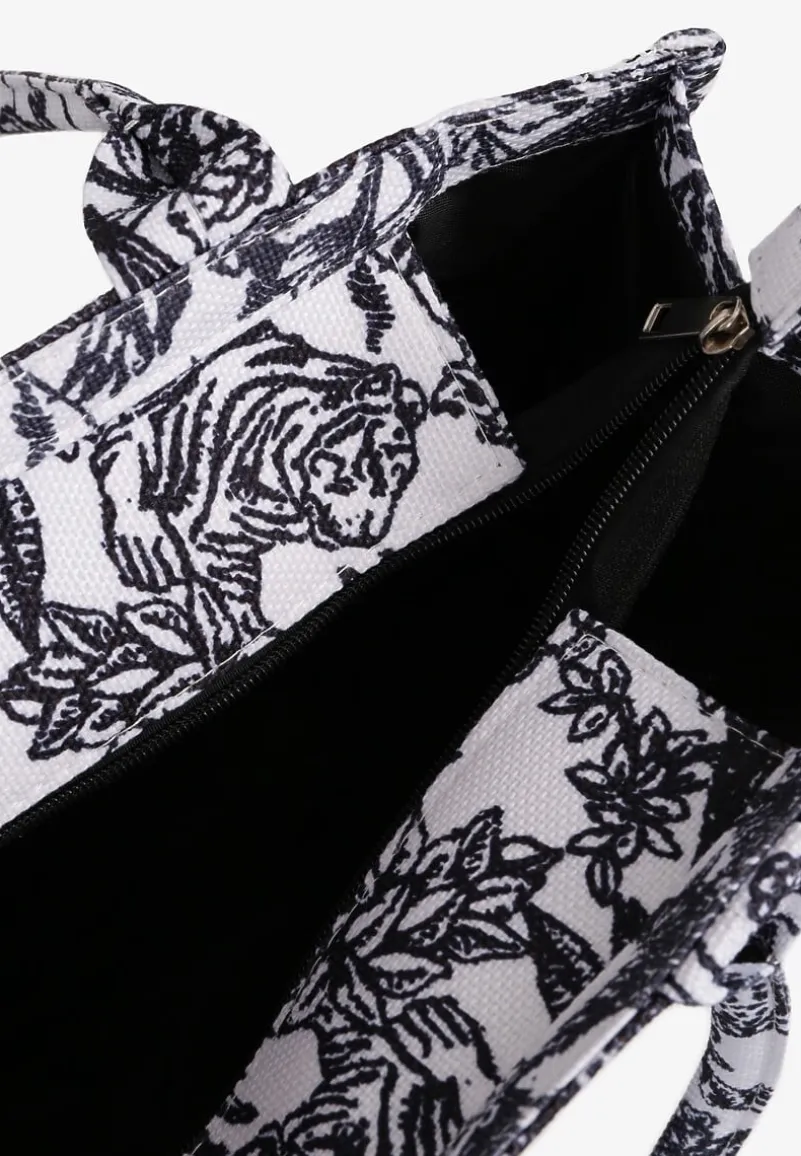 Czarna Torebka Ozdobiona Napisem i Wzorem Zwierząt Aliviel