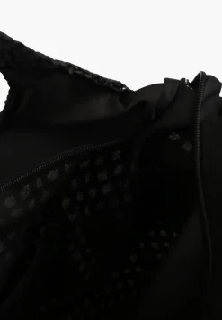 Czarna Torebka Shopperka z Plecionki Ozdobiona Napisami Navillian