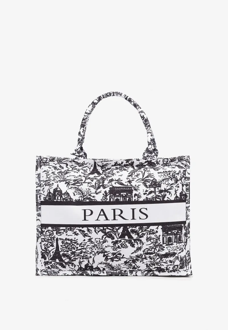 Czarna Torebka Shopperka z Napisem Naenne