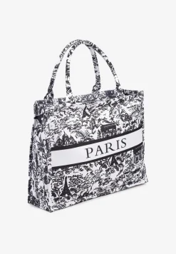 Czarna Torebka Shopperka z Napisem Naenne