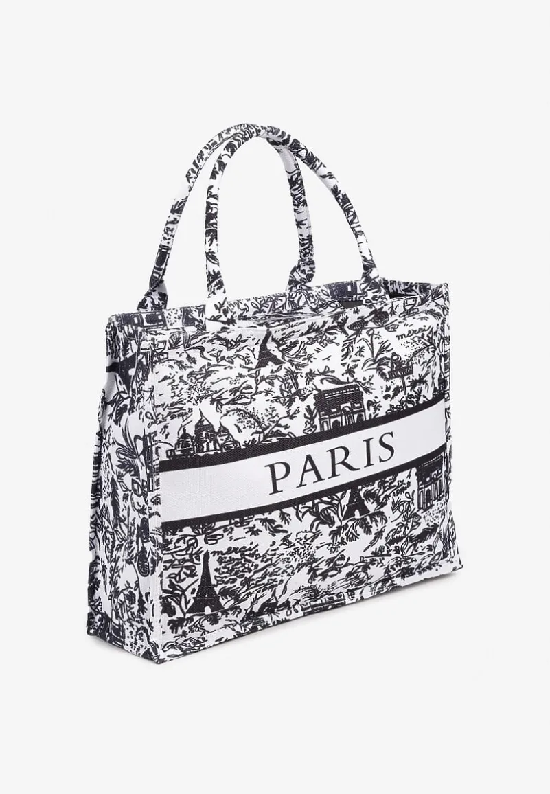 Czarna Torebka Shopperka z Napisem Naenne