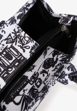 Czarna Torebka Shopperka z Napisem Naenne