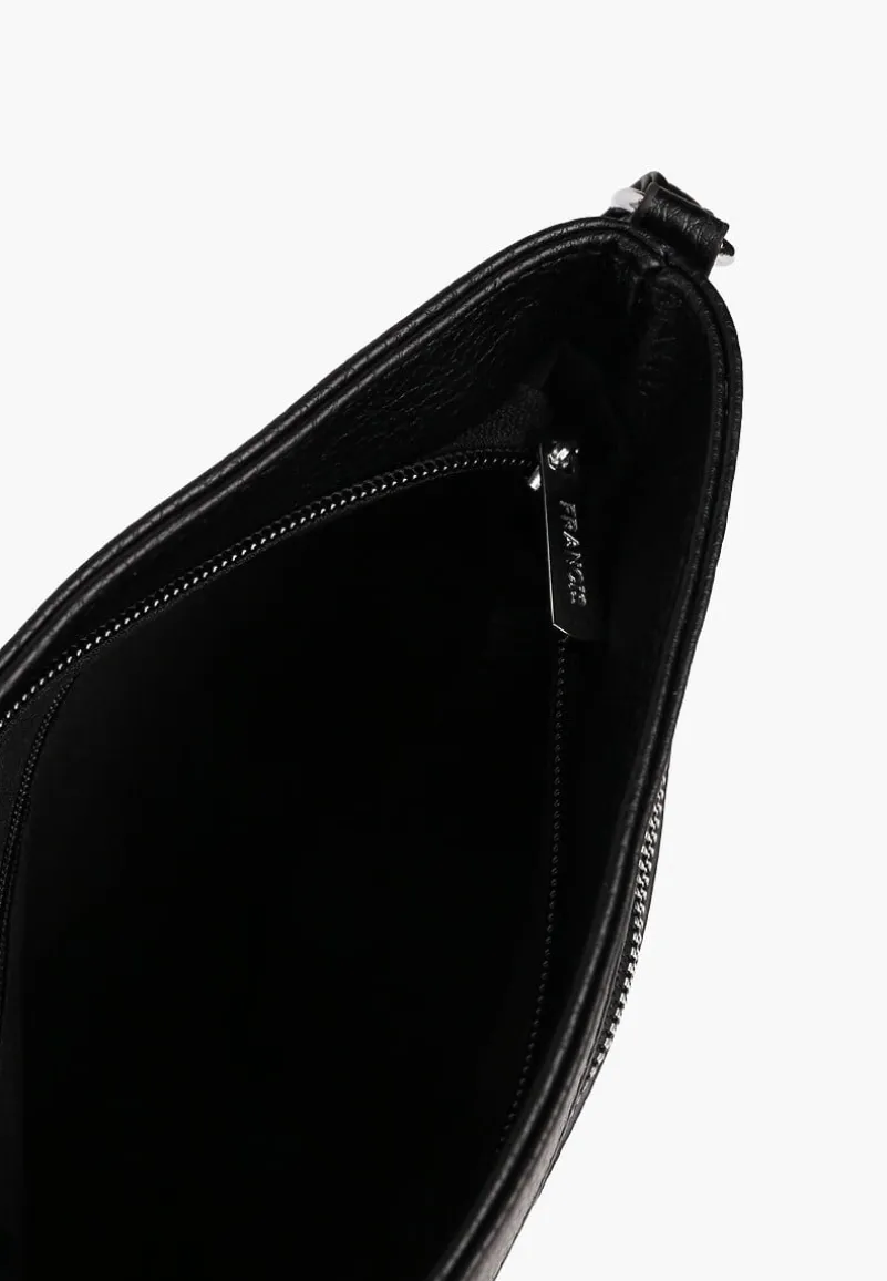 Czarna Torebka Typu Listonoszka Zdobiona Pikowanymi Przeszyciami Silivena